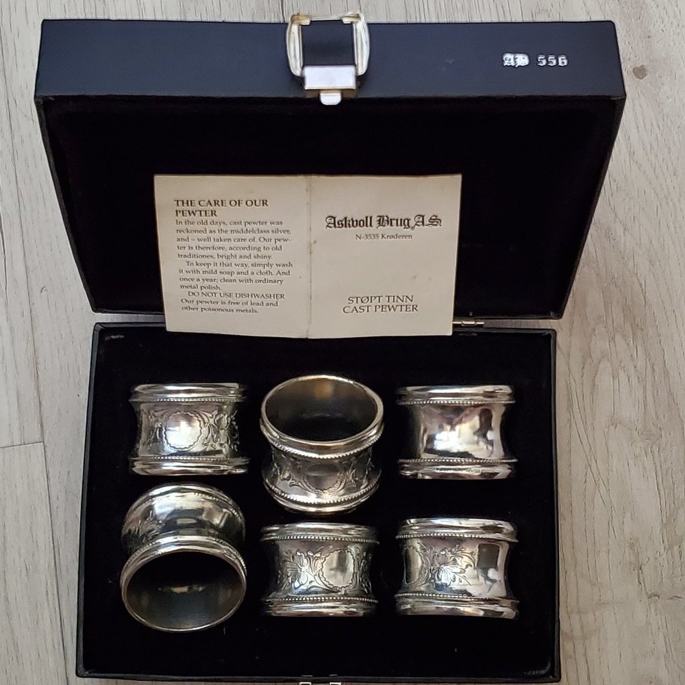 Genuine Vintage Norwegian Pewter Napkin Rings